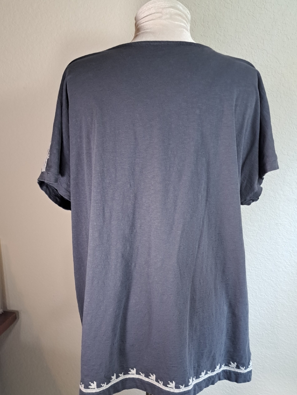 J Jill Pure Jill Women’s Embroidered Dolman Tunic Top Large Cotton Dark Gray - Picture 6 of 13